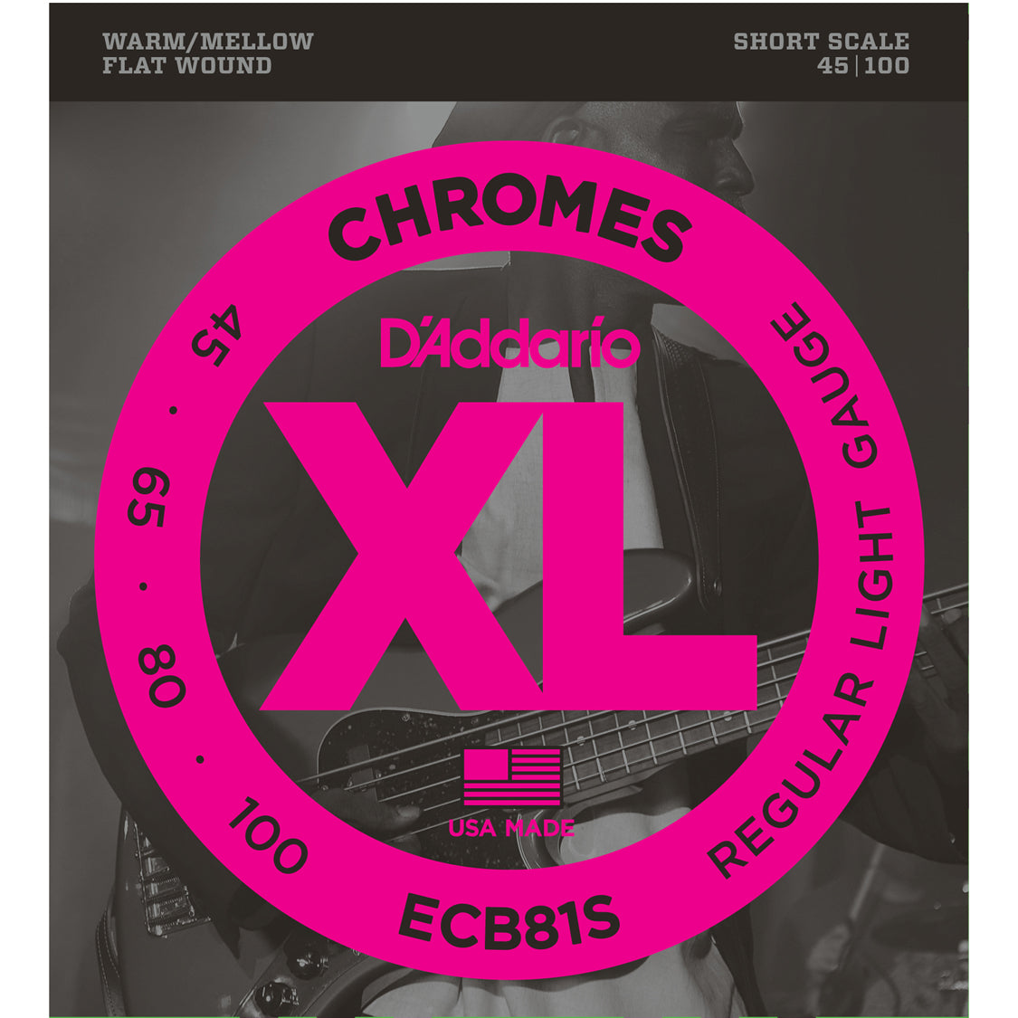 D'Addario ECB81S Chromes Bass Light 45-100 Short Scale