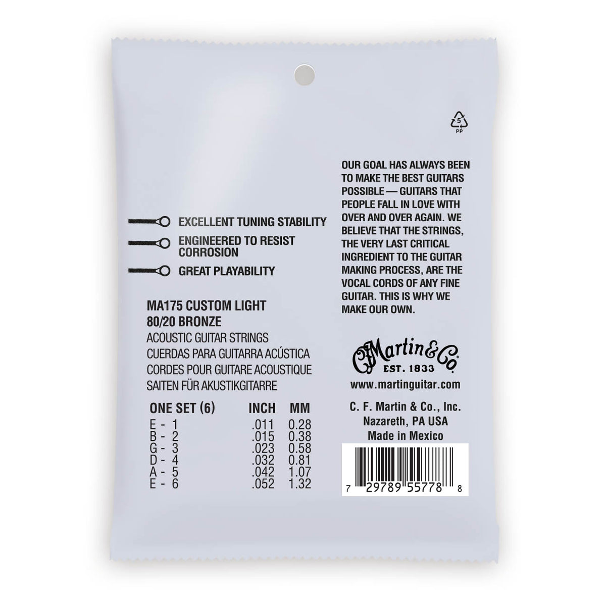 Martin Authentic Acoustic Strings Bronze 80/20 Custom Light 11-52 MA175