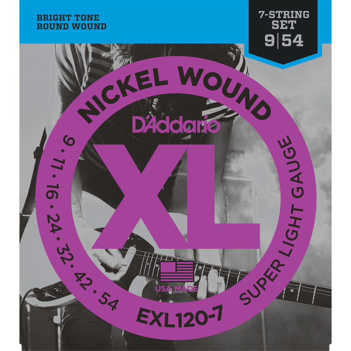 D'Addario EXL120-7 Nickel Wound 7-String Super Light 9-54