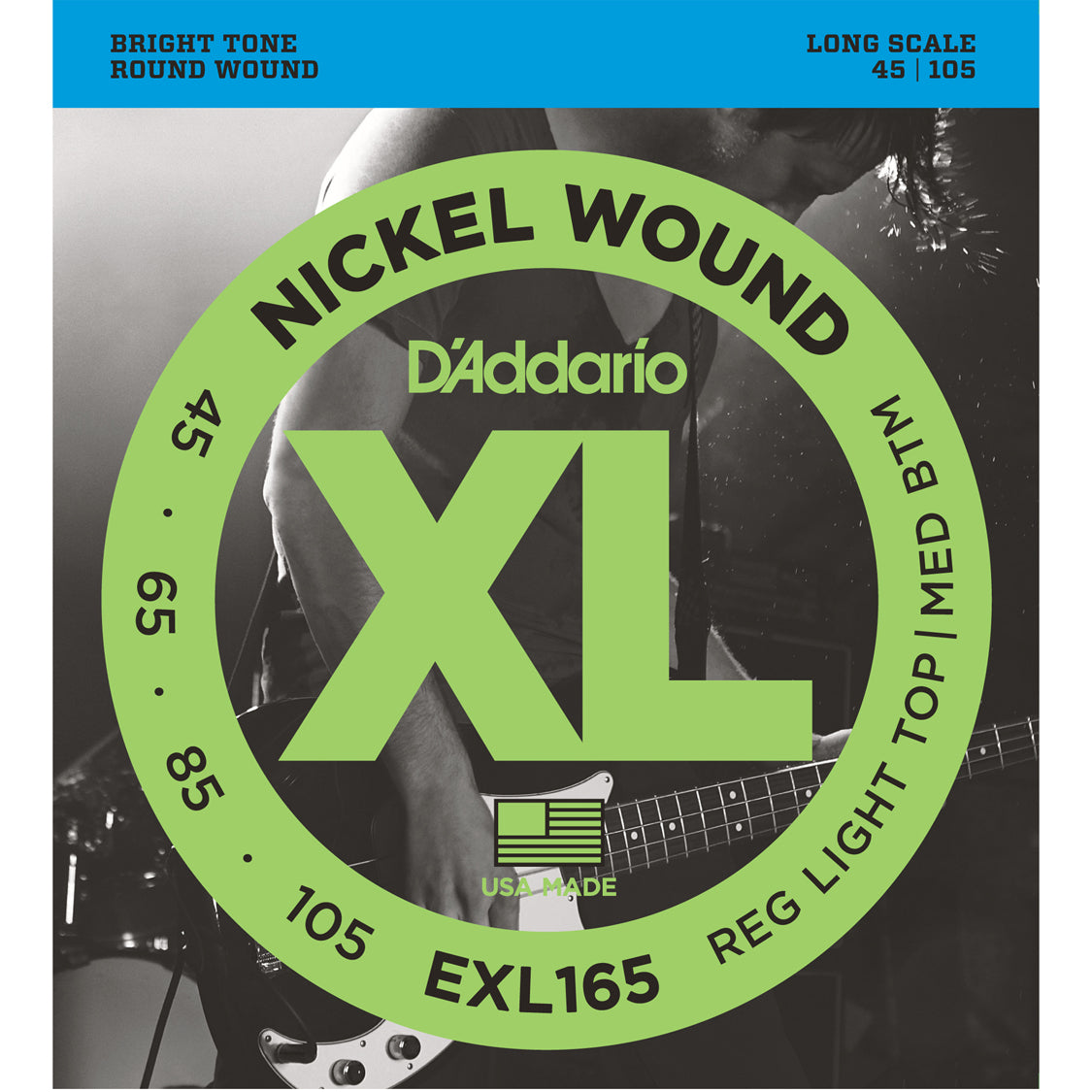 D'Addario EXL165 Nickel Wound Bass Custom Light 45-105 Long Scale