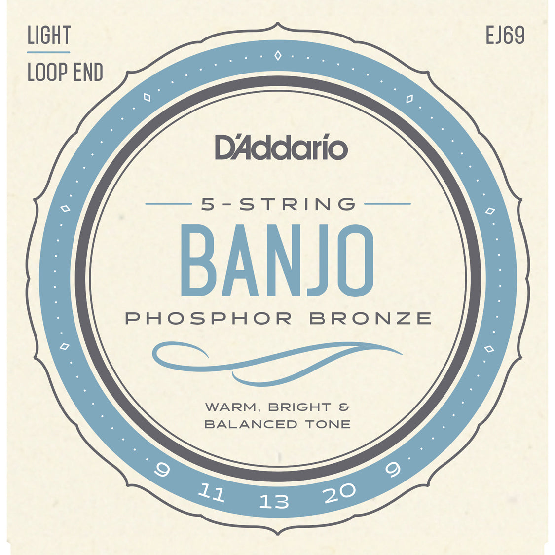 D'Addario EJ69 5-String Banjo Phosphor Bronze Light 9-20