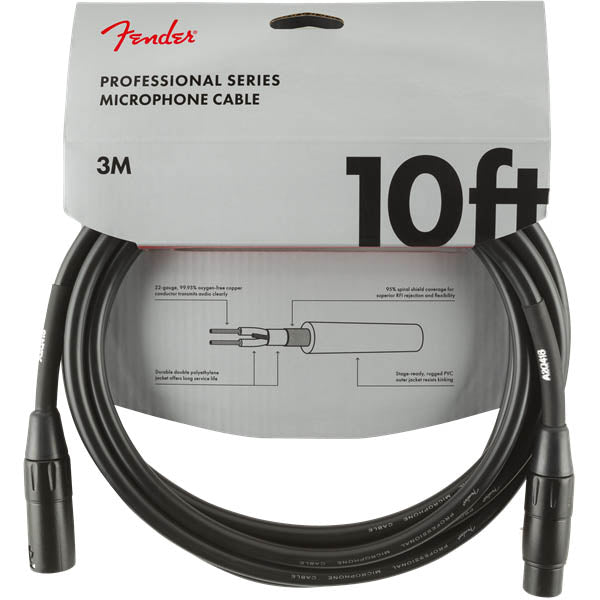 Fender Professional Series Microphone Cable 10' Black