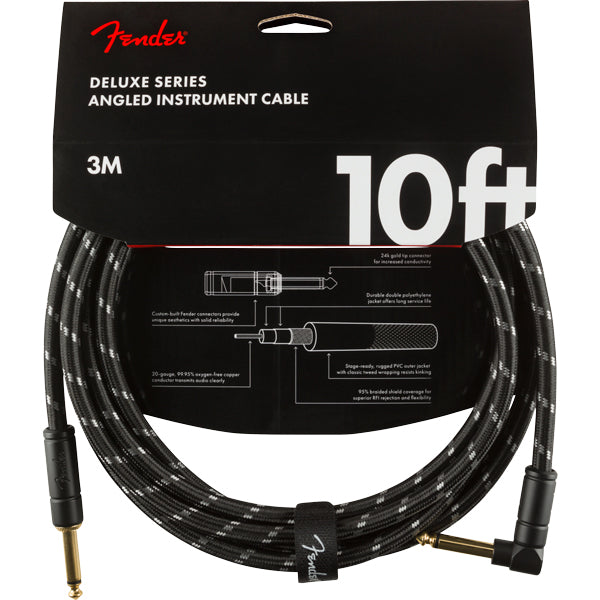 Fender Deluxe Series Instrument Cable Black Tweed 10' Angle