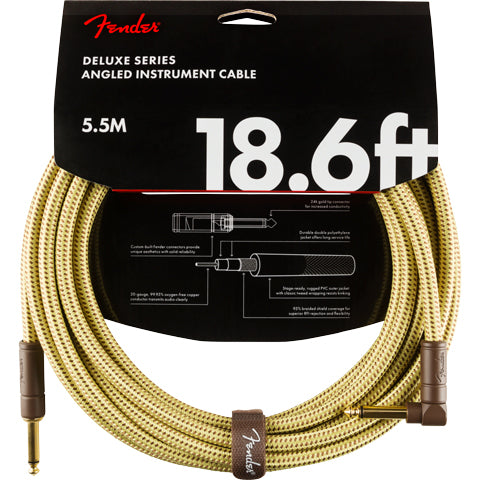 Fender Deluxe Series Instrument Cable Straight/Angle 18.6'  Tweed