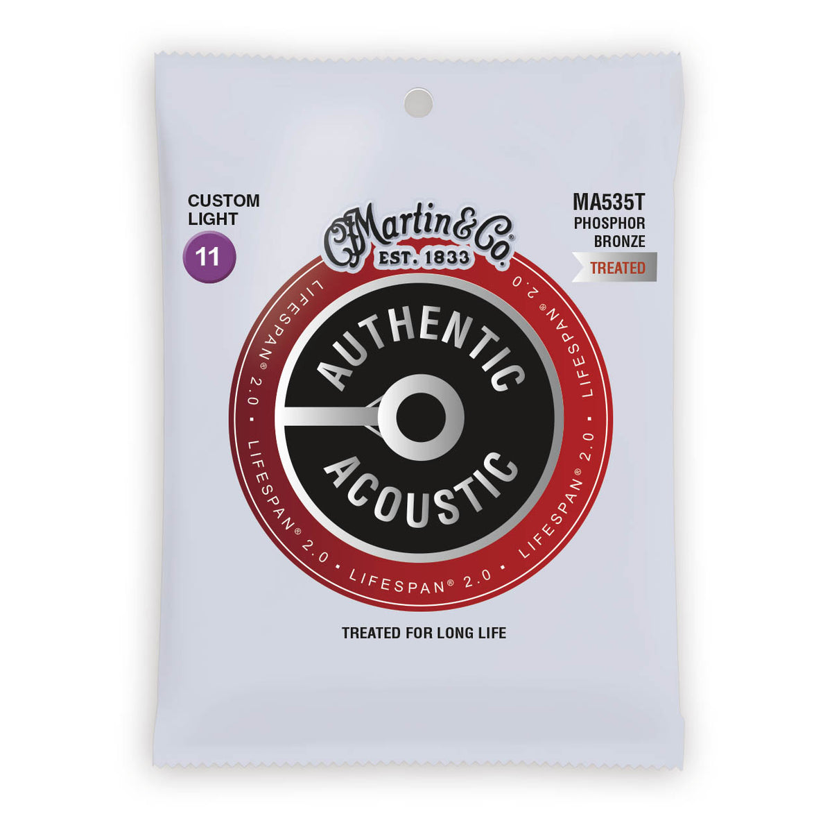 Martin Authentic Acoustic Strings Lifespan Treated Phosphor Custom Light 11-52 MA535T