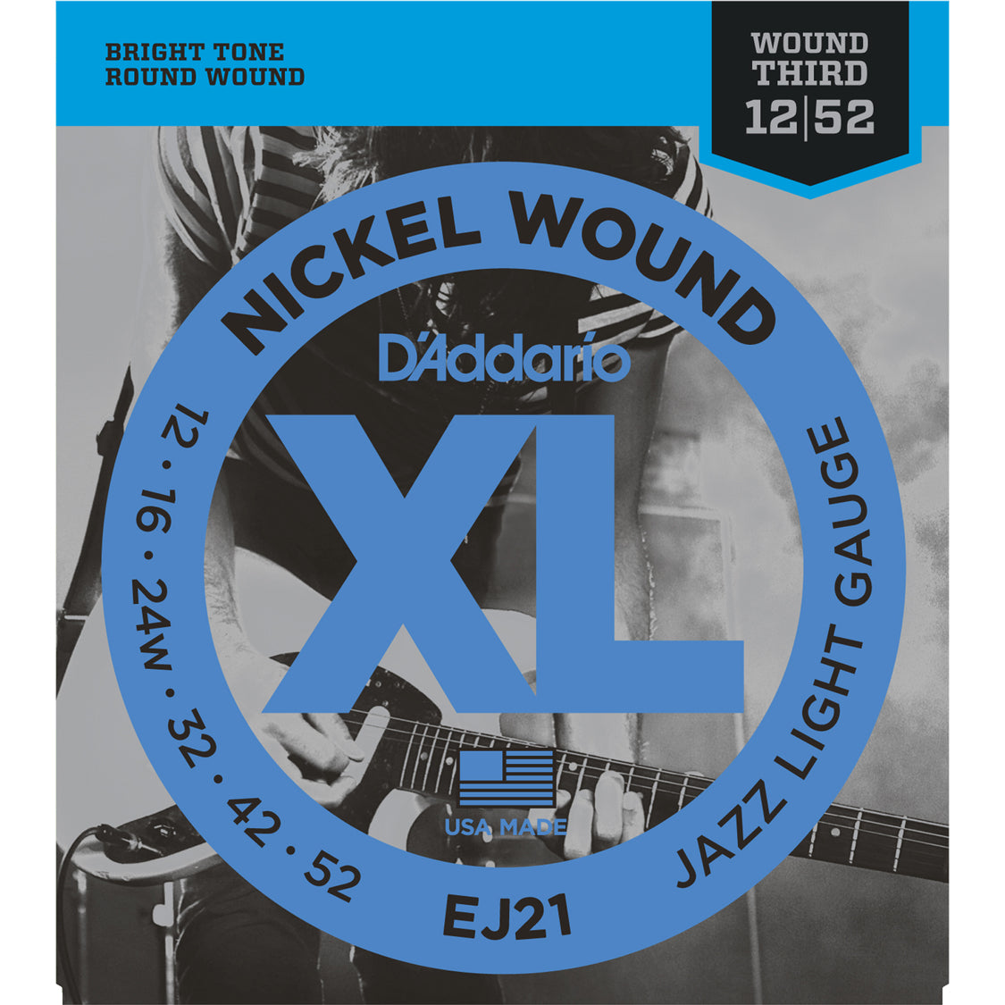 D'Addario EJ21 Nickel Wound Jazz Light 12-52