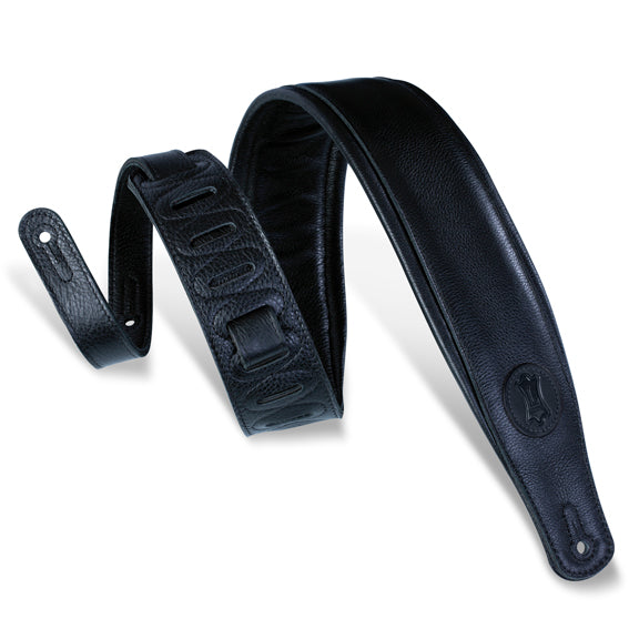 Levy's Leathers Signature Series 3" Wide Black Garment Leather Guitar Strap MSSB2-BLK