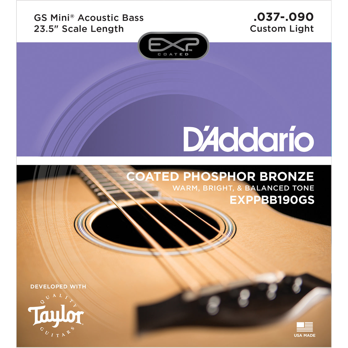 D'Addario EXPPBB190GS Coated Phosphor Bronze Acoustic Taylor GS Mini Scale 37-90