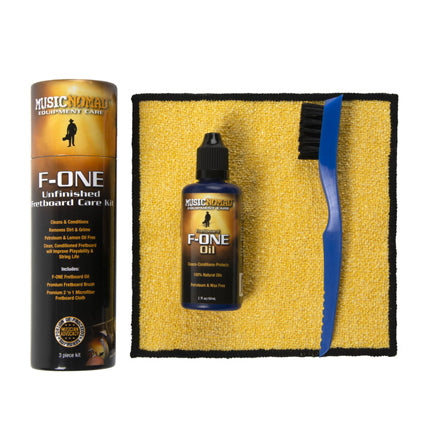 Music Nomad F-ONE Unfinished Fretboard Care Kit - Oil, Cloth, Brush MN125