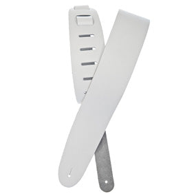D'Addario Basic Classic Leather Guitar Strap, White 25BL02