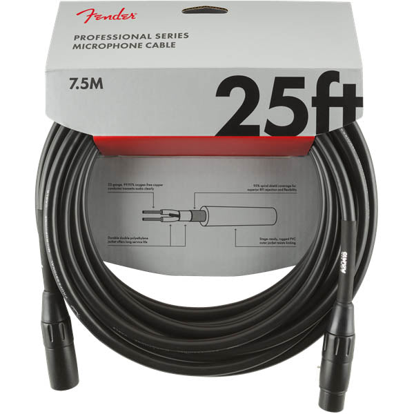 Fender Professional Series Microphone Cable 25' Black