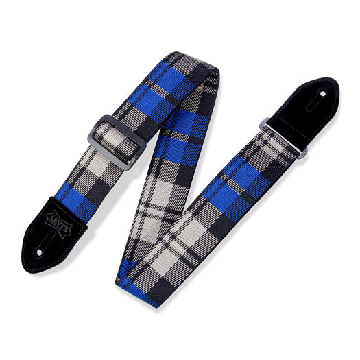 Levy's Cobalt Plaid Poly Guitar Strap MC8VIN-009