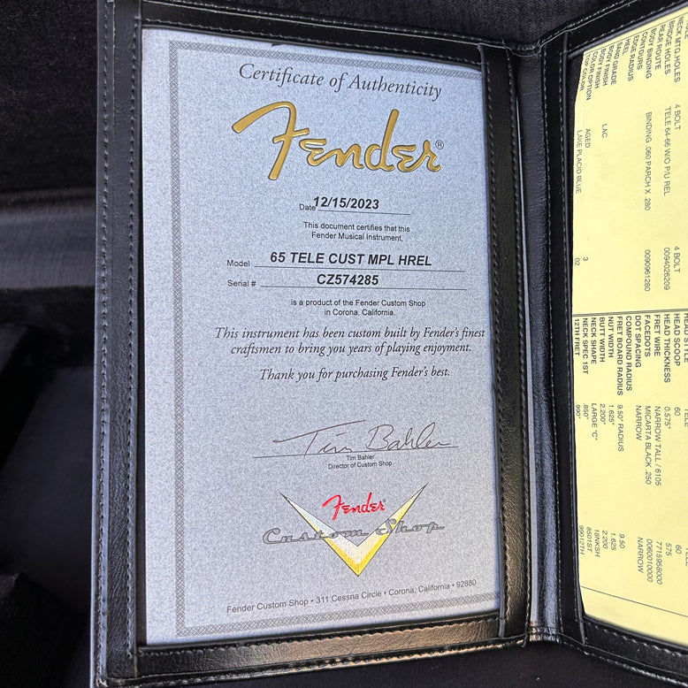 Fender Custom Shop 1965 Telecaster Custom Heavy Relic Aged Lake Placid Blue