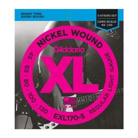 D'Addario EXL170-5 Nickel Wound 5-String Bass Light 45-130 Long Scale