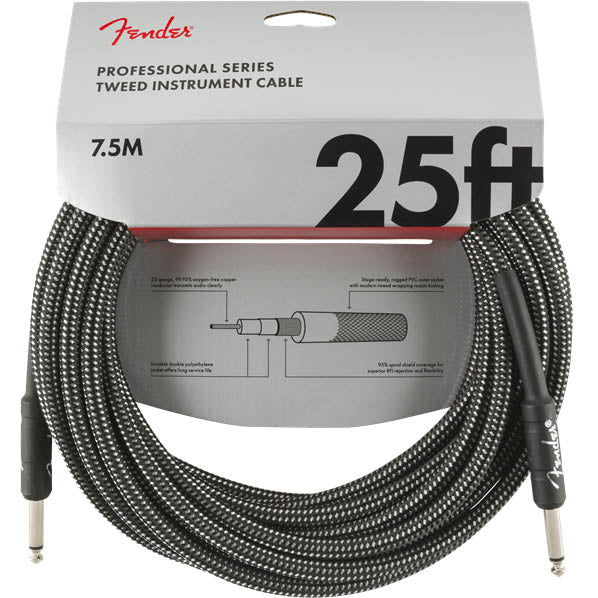 Fender Professional Series Instrument Cable 25' Gray Tweed