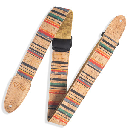 Levy's Specialty Series Nantucket Cork White Blue Red Yellow Guitar Strap MX8-003