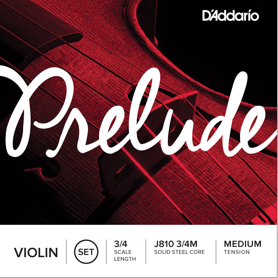 D'Addario Prelude Violin String Set 3/4 Scale Medium Tension