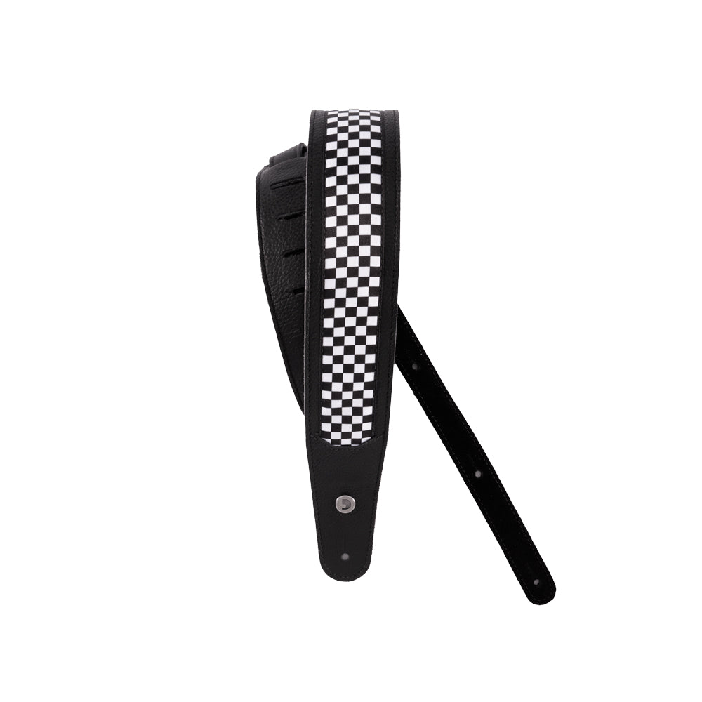 D'Addario 2.5" Leather Guitar Strap Checkered 25HY01-DX