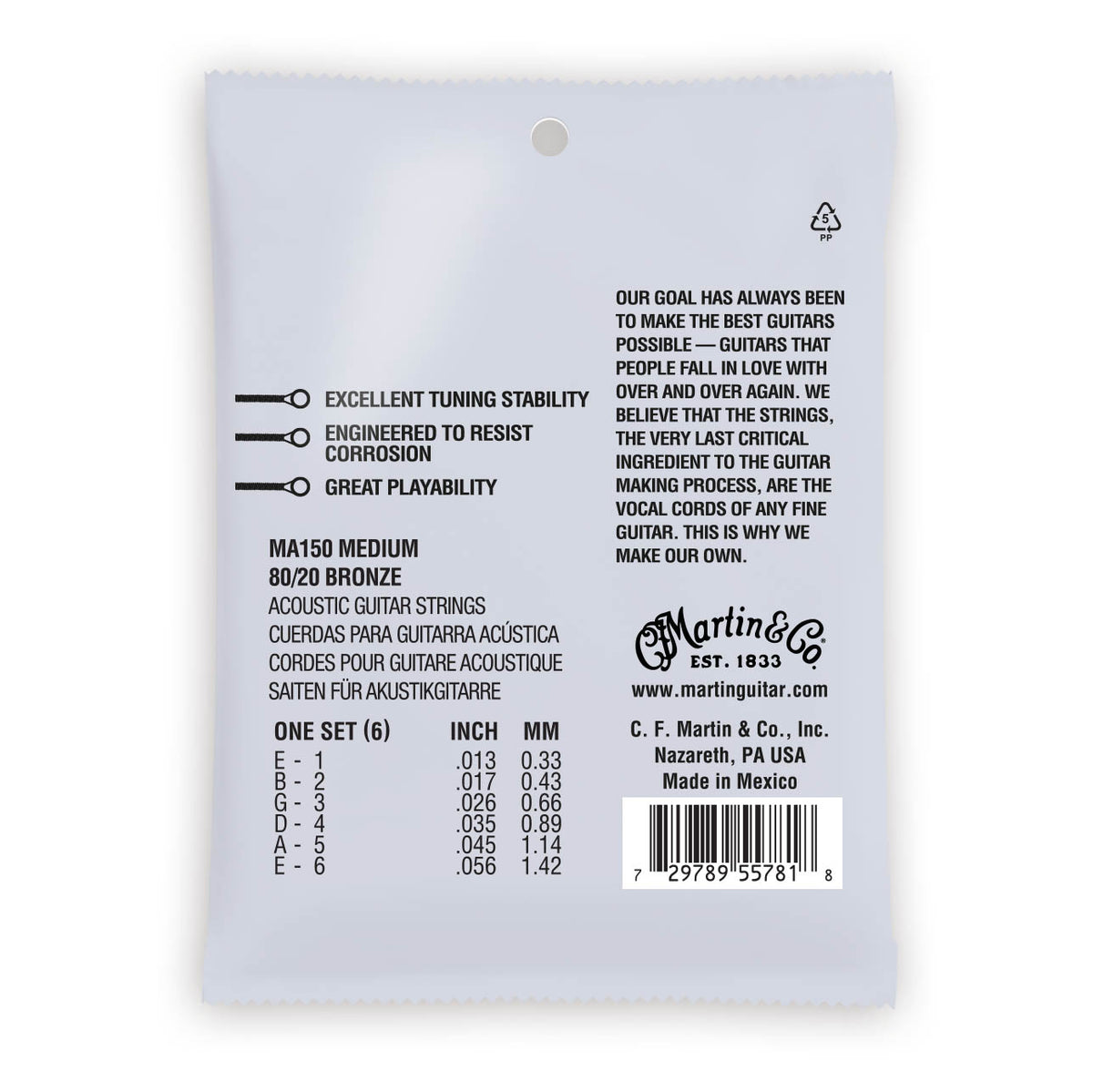 Martin Authentic Acoustic Strings Bronze 80/20 Medium 13-56 MA150