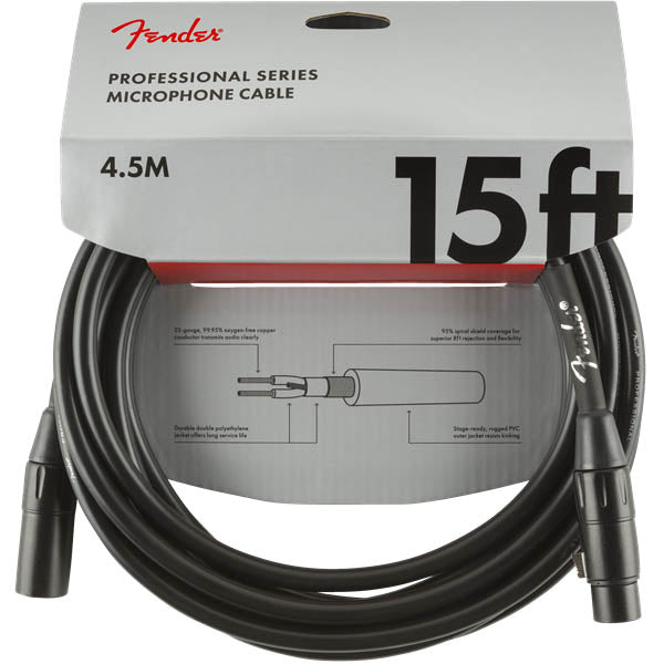 Fender Professional Series Microphone Cable 15' Black