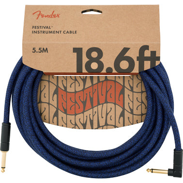 Fender Angled Festival Instrument Cable 18.6' Pure Hemp Blue Dream