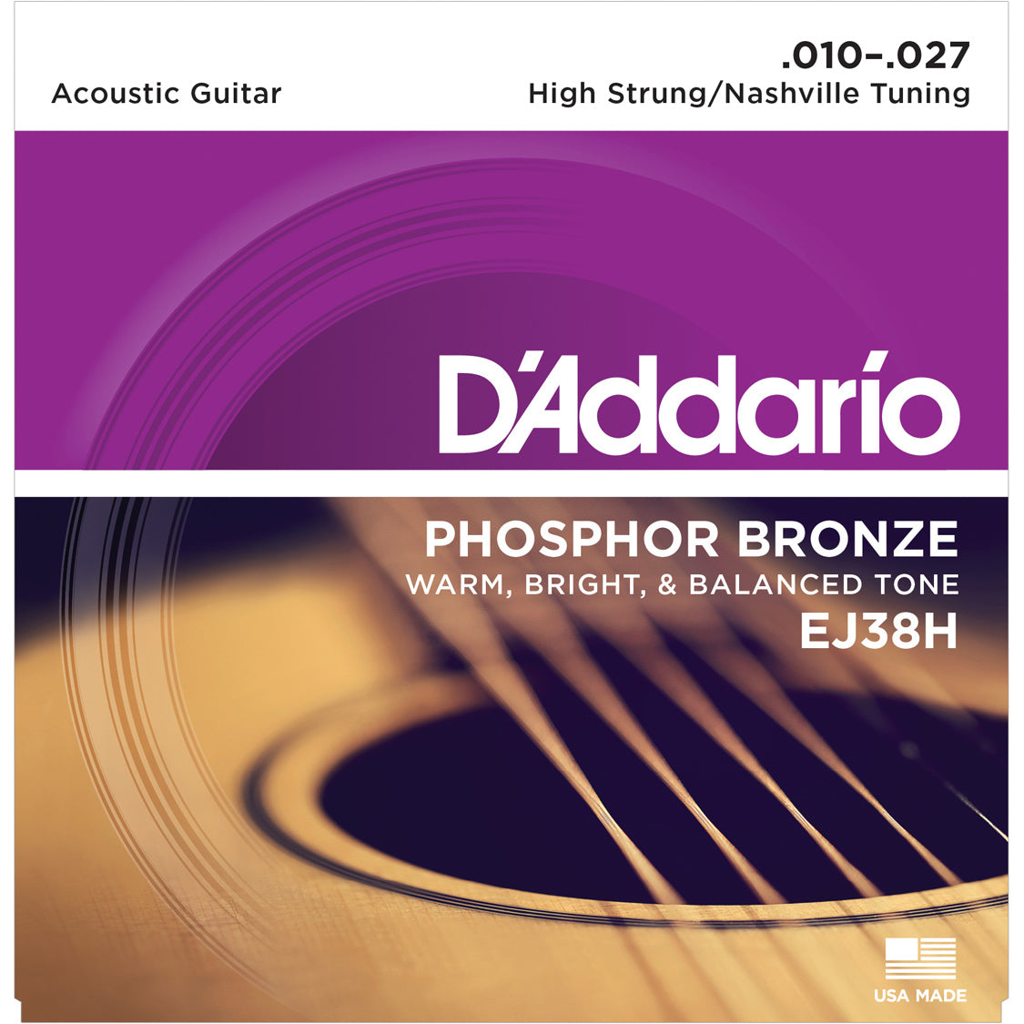 D'Addario EJ38H Phosphor Bronze High Strung/Nashville Tuning 10-27