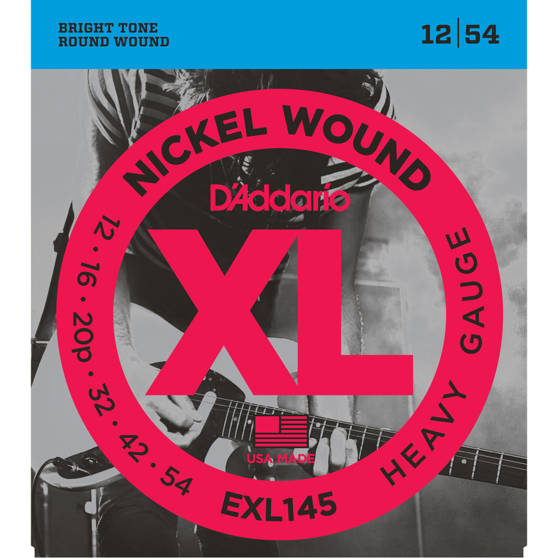 D'Addario EXL145 Nickel Wound Heavy Plain 3rd 12-54