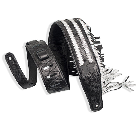 Levy's Harley Fringe Black and White Guitar/Bass Strap MGFUSA-BLK_WHT