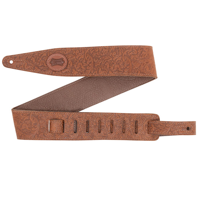 Levy's M317FCL-BRN 2.5" Florentine Leather Guitar Strap Brown