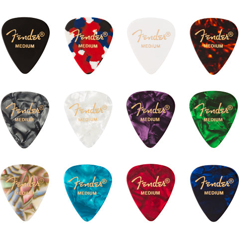 Fender 351 Celluloid 12 Pick Pack Medley Medium