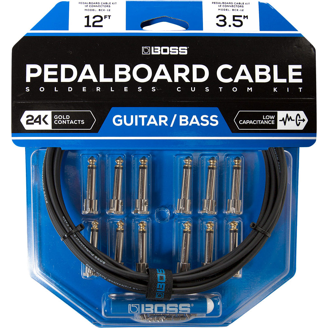 Boss Pedalboard Cable Kit, 12 Connectors , 12ft/3.6m Cable BCK-12