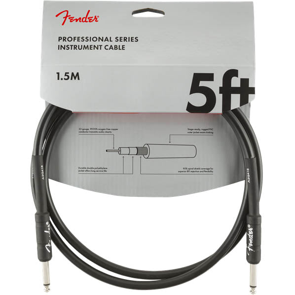 Fender Professional Series Instrument Cable Straight/Straight 5' Black