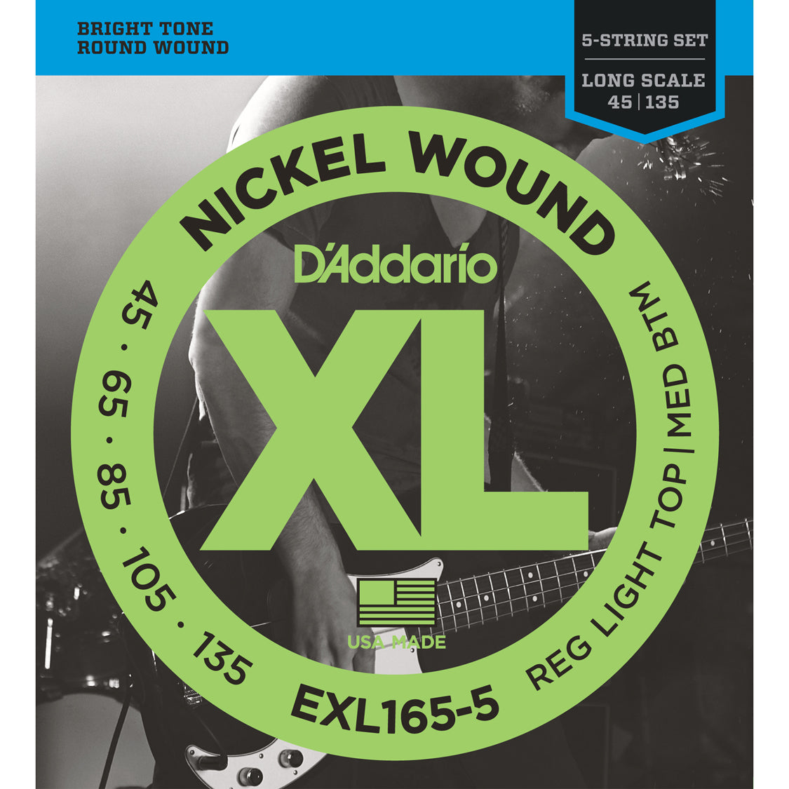 D'Addario EXL165-5 Nickel Wound Bass Custom Light 45-135 Long Scale