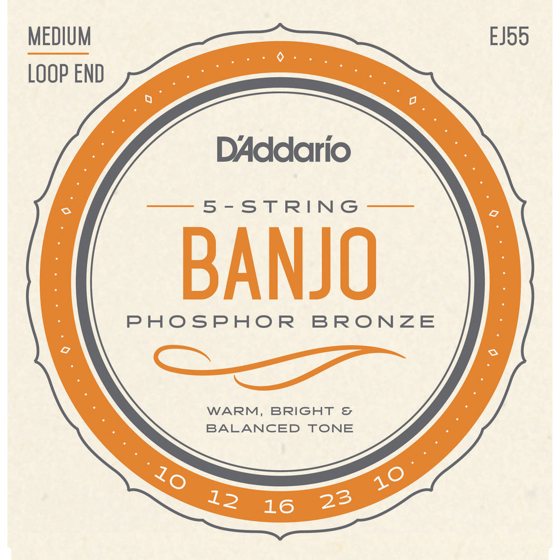 D'Addario EJ55 5-String Banjo Phosphor Bronze Medium 10-23