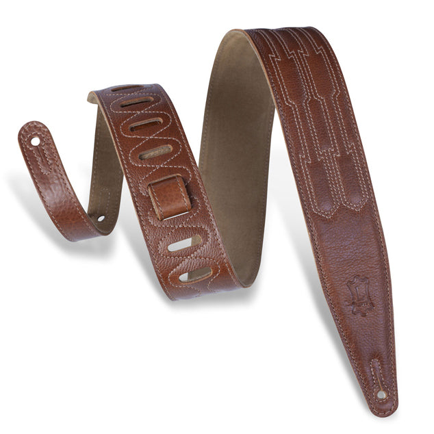 Levy's Heirloom Series Modern Stitch Brown Guitar Strap MG317MTN-BTA