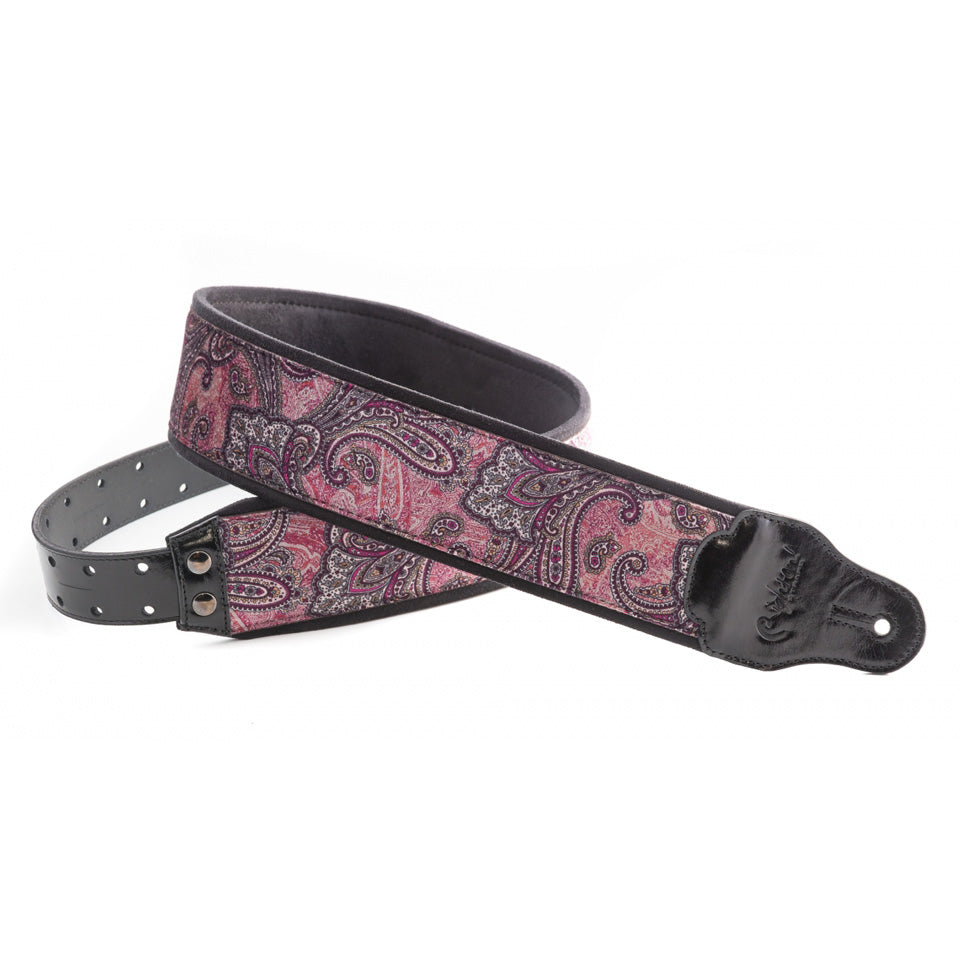 RightOn! Groove Paisley Velvet-70 Burgundy Guitar Strap